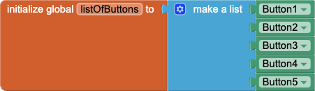 Creates a variable called listOfButtons with Button1 through Button5 added